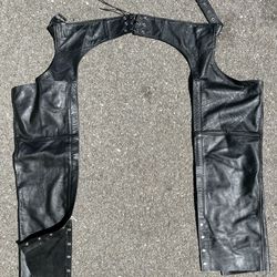 “Biker Wears” Leather Motorcycle Chaps Medium 