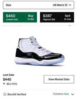 AIR JORDAN 11 CONCORD Size 12