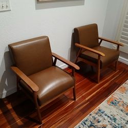Set of 2 leather look congac accent Chairs $250 obo2 leather look congac accent Chairs $250 obo