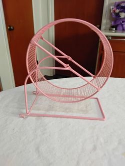 Pink Metal Wire Hamster Exercise Wheel. 8 inch