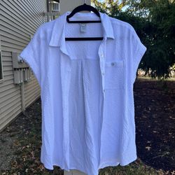 Multiples White Lapel Pocket Women's Button