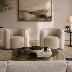 (2) CRATE & BARREL HUGGER CHAIRS By Leanne Ford- RETAIL $1899 each