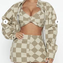 Checked Out 3 Piece Skirt Set  Size Medium 