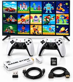 2026 Retro Gaming Console Stick Pro 20,000+ Games 4K HDMI 64GB