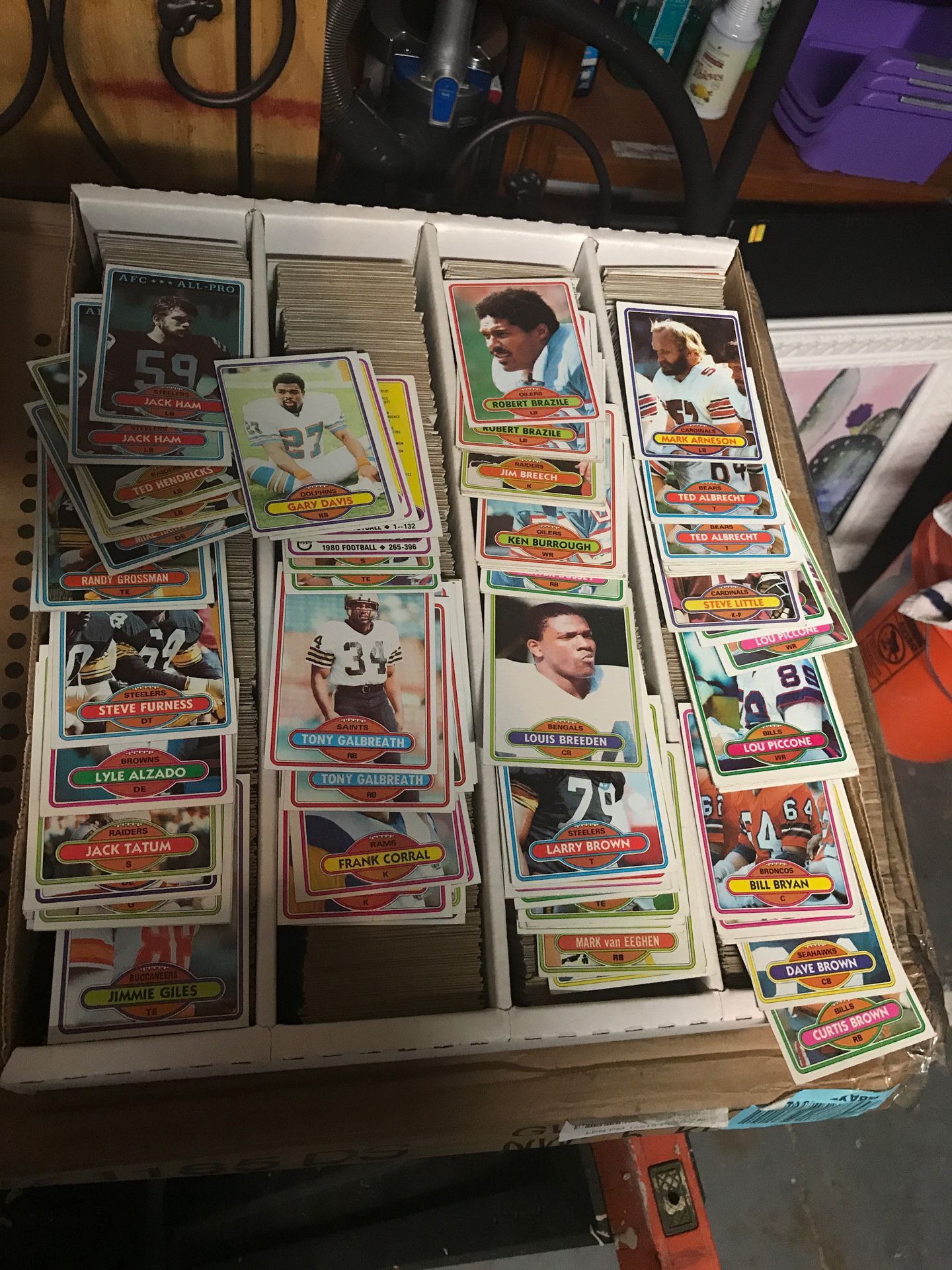 About 3500 1980 Topps football cards