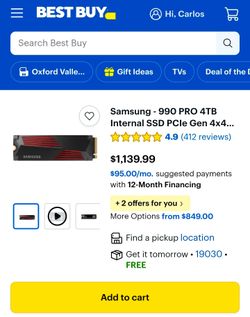 Samsung - 990 PRO 4TB Internal SSD PCIe Gen 4x4 NVMe with Heatsink for PS5