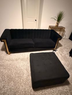 2 Black Sofas + FREE Ottoman | Living Room Set