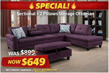 New sectional set special with ottoman and pillows