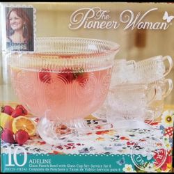 The Pioneer Woman Collection Glass Punch Bowl 10+ PC. Set