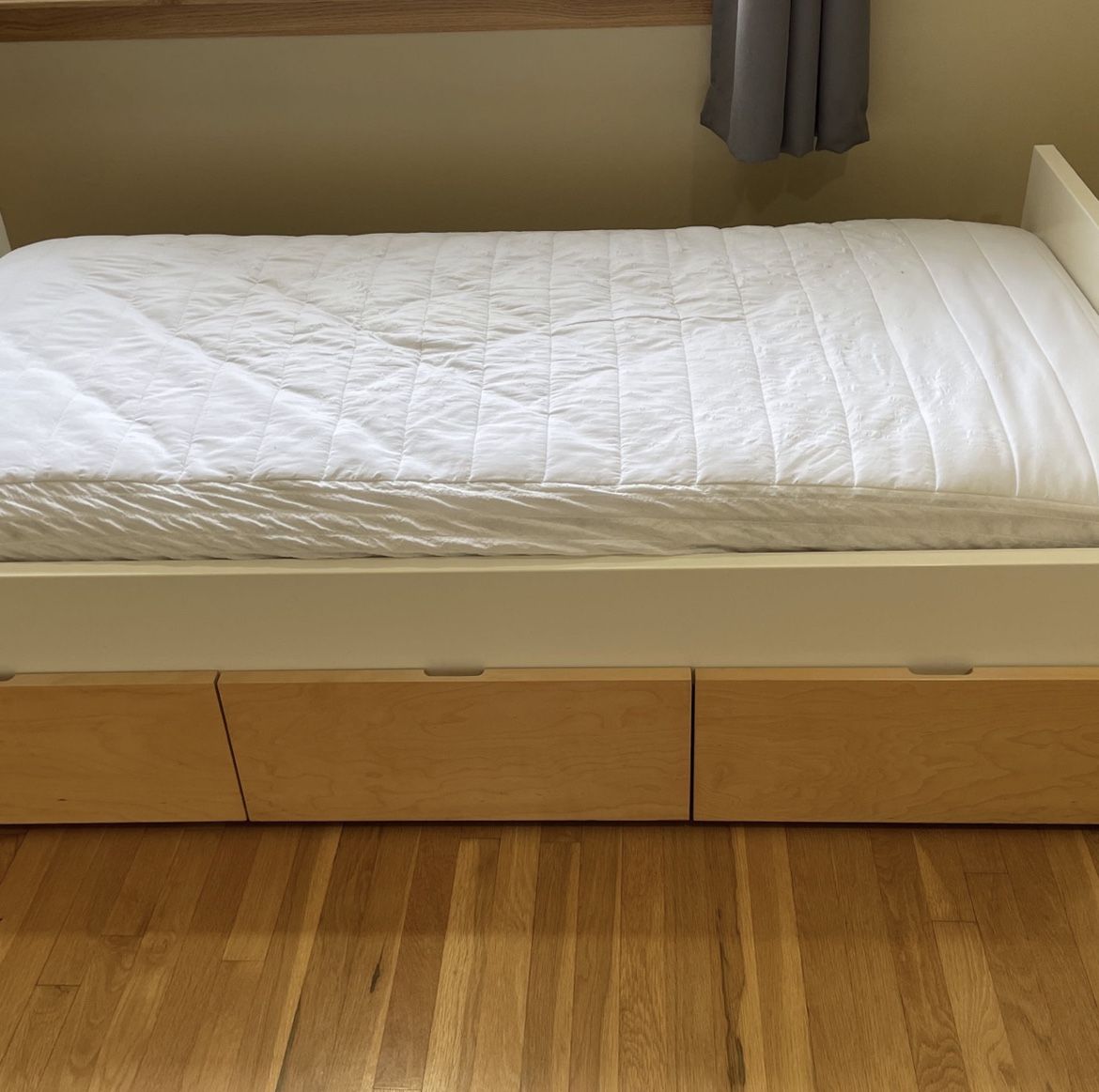 TWO IKEA Twin Beds With Mattresses And Rollout Drawers