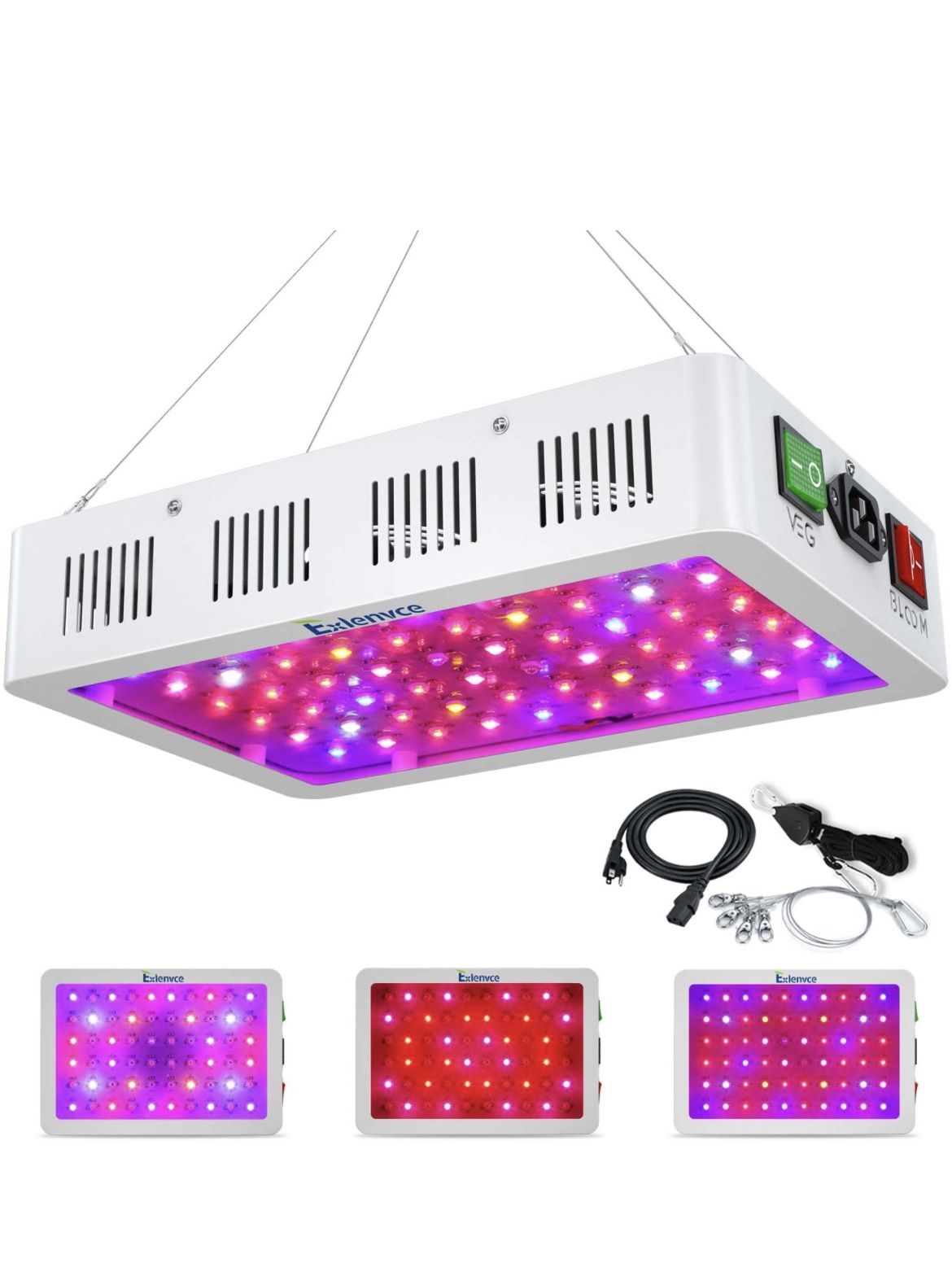 Exlenvce 1500W 1200W 600W LED Grow Light Full Spectrum for Indoor Plants Veg and Flower,led Plant Growing Light Fixtures with Daisy Chain Function (Tr