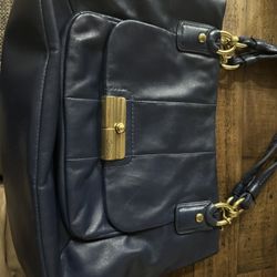 Coach Leather Navy Blue Purse 
