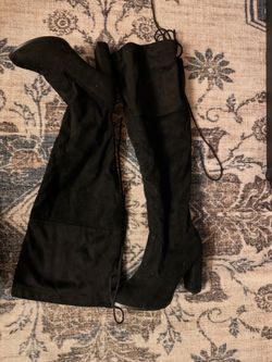 Black Suede Over-the-Knee Heeled Boot