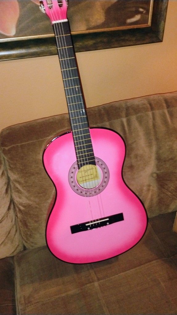 Brand New Pink Acoustic Guitar!