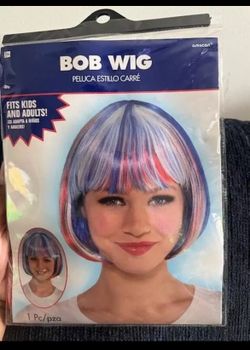 Red White and Blue Bob Wig ( Fourth Of July themed)
