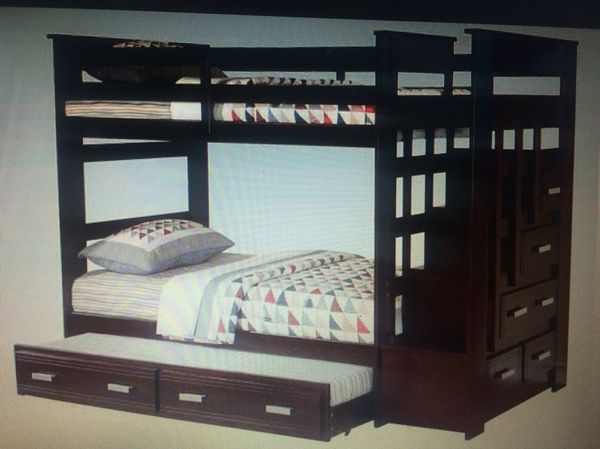 Beautiful Brand New Triple Twin Bunk Bed With Storage And Stairs Beautiful Brand New Triple Twin Bunk Bed With Storage And Stairs Furniture In Great Neck Ny Offerup