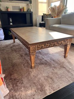 Home decor staging coffee table carved wood sturdy