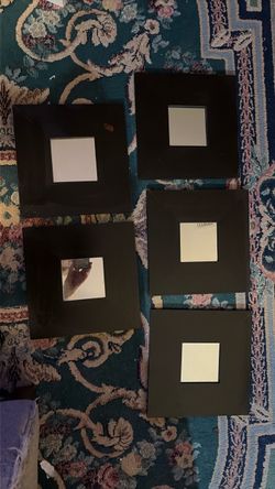 Set of 5 Black Square Wall Mirrors