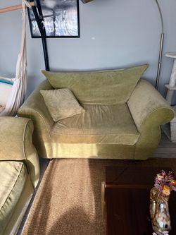 Green loveseats couches set of 2