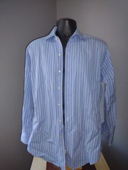 Polo Ralph Lauren Regent Classic Fit Blue White Striped Men's Shirt 15 1/2 32/33