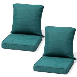 New Set of 2 Outdoor Cushion Green Patio Cushion with Removable Cover and Straps 2 Pieces