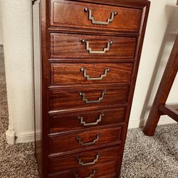 VINTAGE CHERRY WOOD FINISH JEWELRY ARMOIRE 23”8”10”