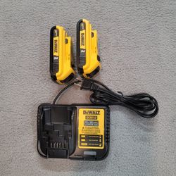 *New* Dewalt 20v ( 2) 2Ah batteries  and charger( all for $90).