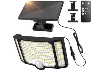 BRAND NEW IN BOX Motion Sensor Outdoor Lights 1pack, 182 LED Lights with 16.4 ft Cable Remote Control Solar Lights Outdoor, 3 Modes Solar Flood Lights