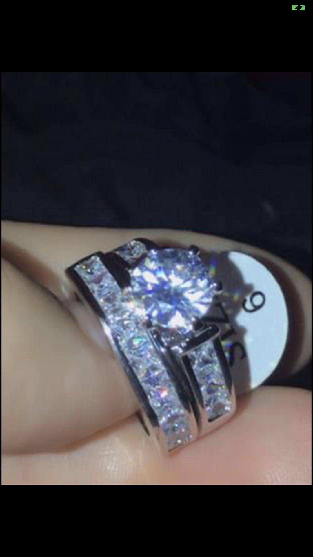 18K white gold filled CZ wedding & engagement ring size 5