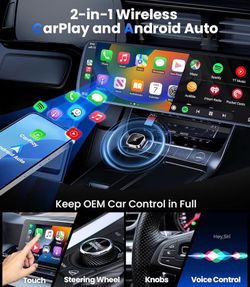 Teeran 2 in 1 Wireless CarPlay and Android Auto Adapter Easy Setup Plug and Play, Fast Seamless Use