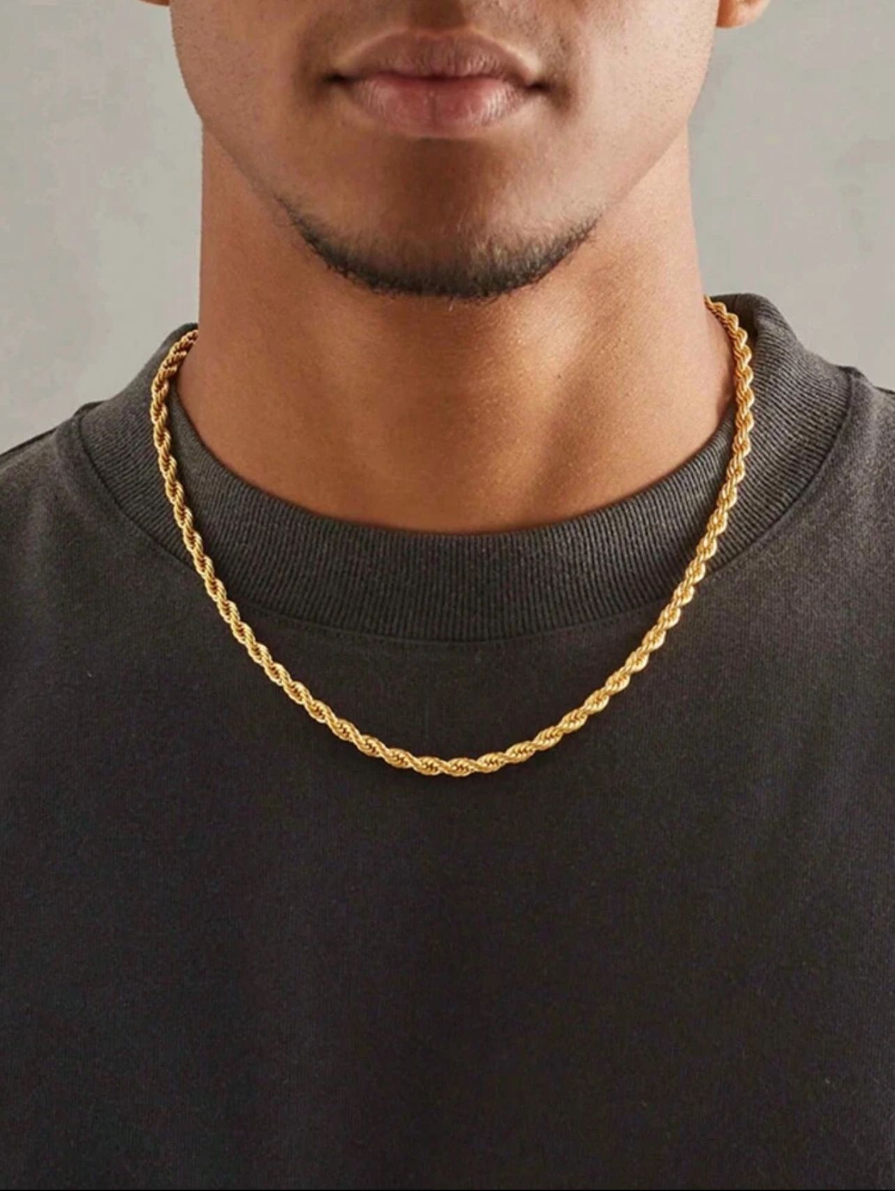 Solid 18K Yellow Gold Filled Tarnish-Free 16-32" 4mm Italian Rope Chain Necklace