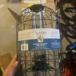 Audubon Wild Bird 1.25 lb. Plastic/Wire Caged Tube Bird Feeder 4 ports