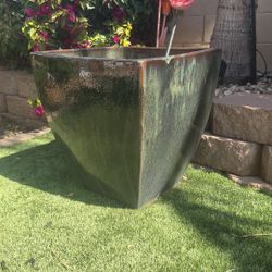 large green glazed ceramic tapered square Garden Flower Pot 