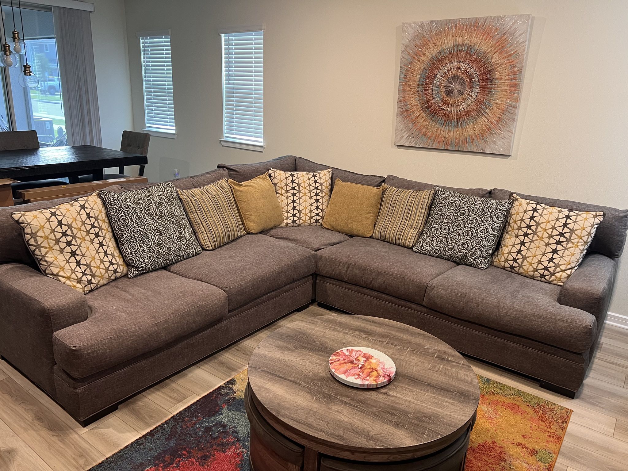 Large 3 Piece Sectional Couch w/ Pillows – Great Condition!
