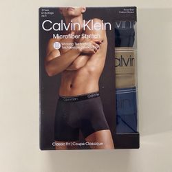 Men's Calvin Klein 3-Pack Microfiber Stretch Boxer Briefs/Black/beige/Blue