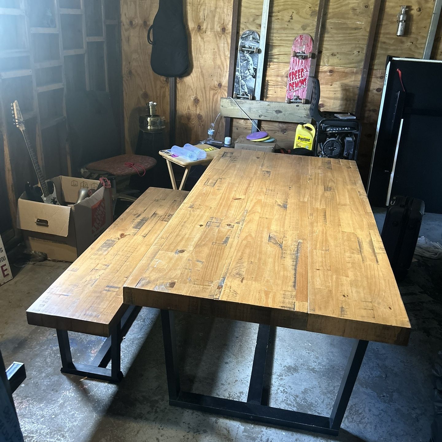 Dining Wood Table And Bench Set 