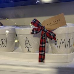 Rae Dunn Christmas Plant Pot Set