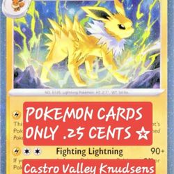 POKEMON CARDS ONLY .25 CENTS EACH !! KNUDSENS ICE CREAMERY IN CASTRO VALLEY 