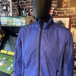 Ralph Lauren RLX Men Windbreaker L Blue Fill Zip Golf Jacket Nylon Performance