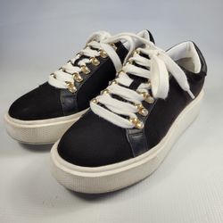 Jennifer López Women's Black Amitres Sneakers Platforms Lace-up Suede Leather Size 7