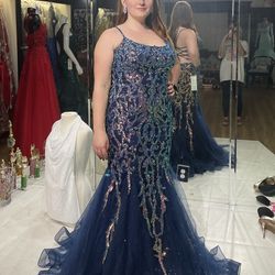 Deep blue and rose gold alyce Paris evening gown. Never worn!