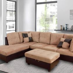 New sectional with storage Ottoman