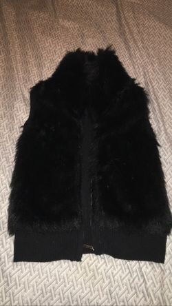 Black furry vest