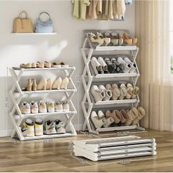 HAIXIN Shoe Rack Storage Organizer, Adjustable Angled Shoe Shelf, Storage and Organization for Closet, Entryway, Small Space (Grey, 4 Tier)