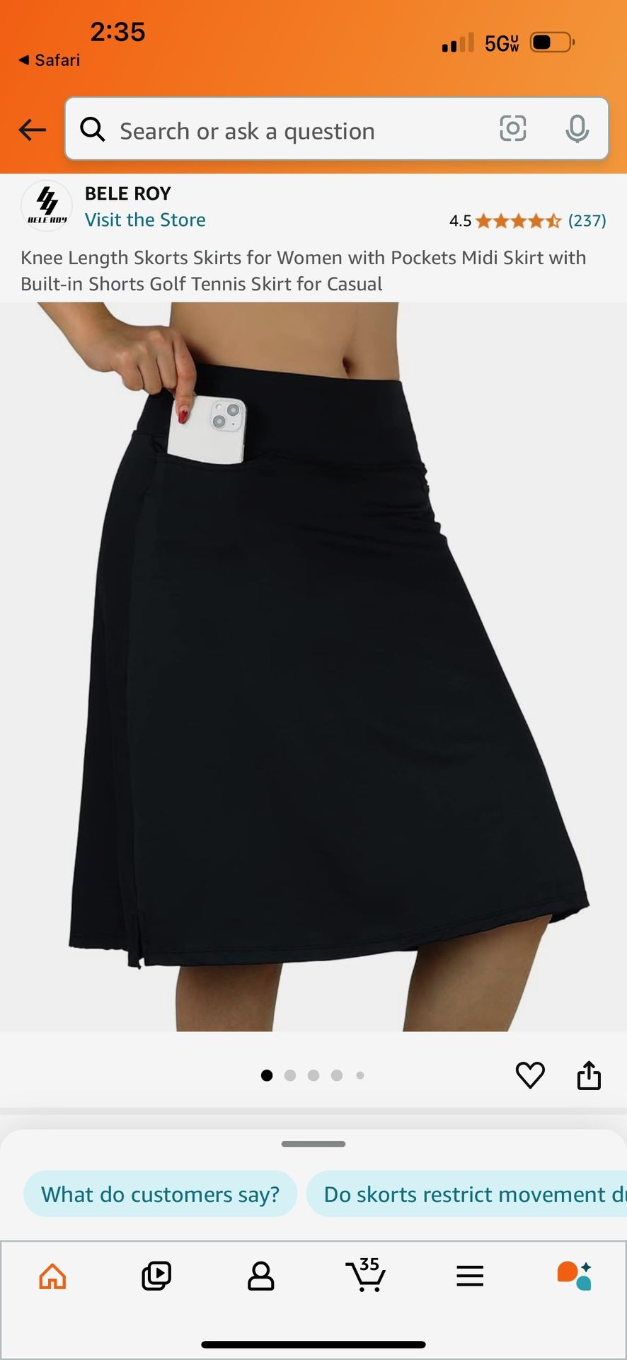 Knee Length Skort W/ Pockets