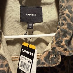 Express Brand Brand New With Tags Denim Leopard Cheetah Jacket
