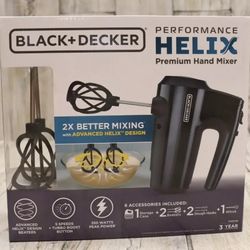 NEW BLACK+DECKER Helix Performance Premium Hand Mixer, 5-Speed Mixer Black 