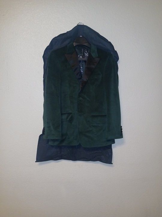 Perry Ellis Green Velvit Kacket