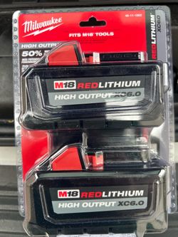Milwaukee M18 18-Volt Lithium-Ion High Output 6.0Ah Battery Pack (2-Pack)