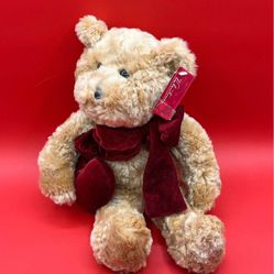 Brown Plush Teddy Bear Red Velvet Bow Tie